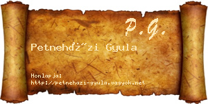 Petneházi Gyula névjegykártya
