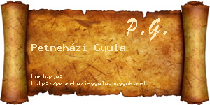 Petneházi Gyula névjegykártya